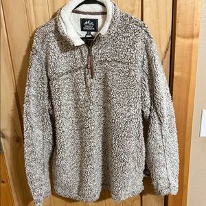 Grizzly Sherpa Men's Zip-Up Pullover in Taupe